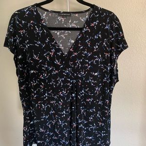 Lane Bryant Black top with floral pattern